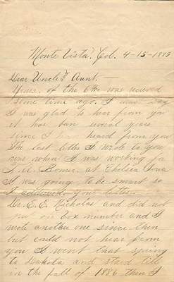 Letter from Fred J. Michaels to E.E. Nicholas, Page 1
