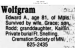 Edward Wolfgram Obituary